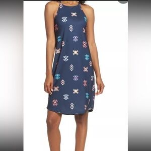 Navy Patterned Sleeveless Dress